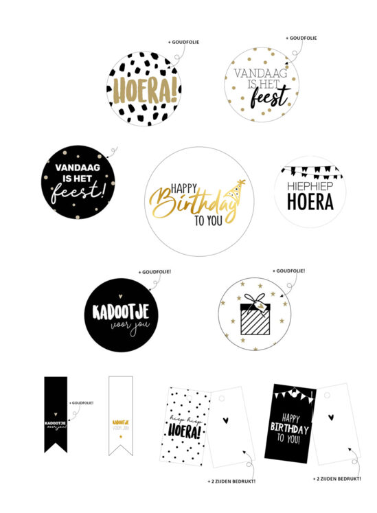 Verjaardag inpak set - Stickers + Cadeau labels