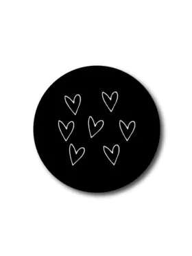Onderzetter zwart - Witte hartjes