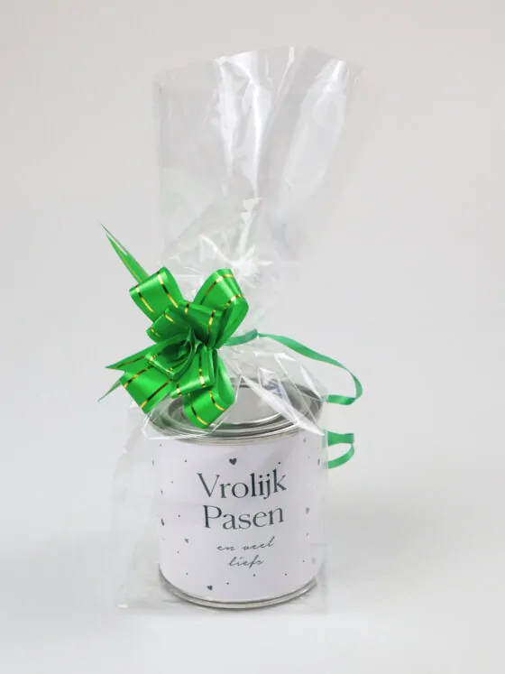Blikje snoep cadeau - Vrolijk Pasen en veel liefs