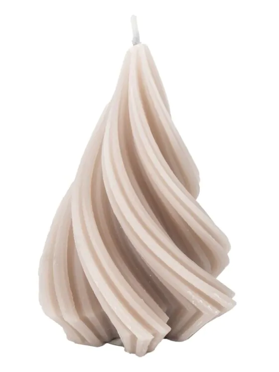 Dennenboom twist kaars groot - Beige