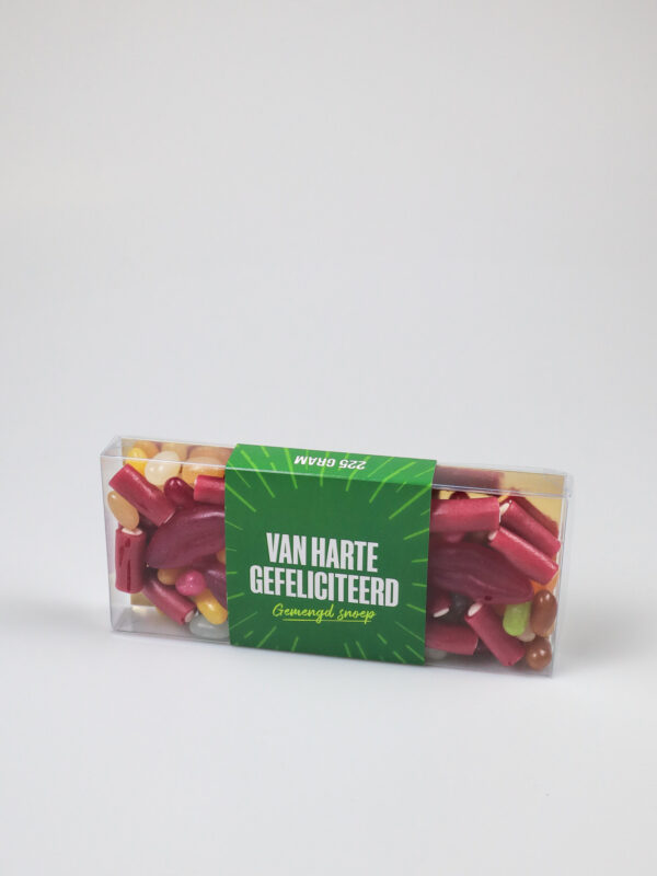 Snoep blister met gemengde snoepjes - Van harte gefeliciteerd