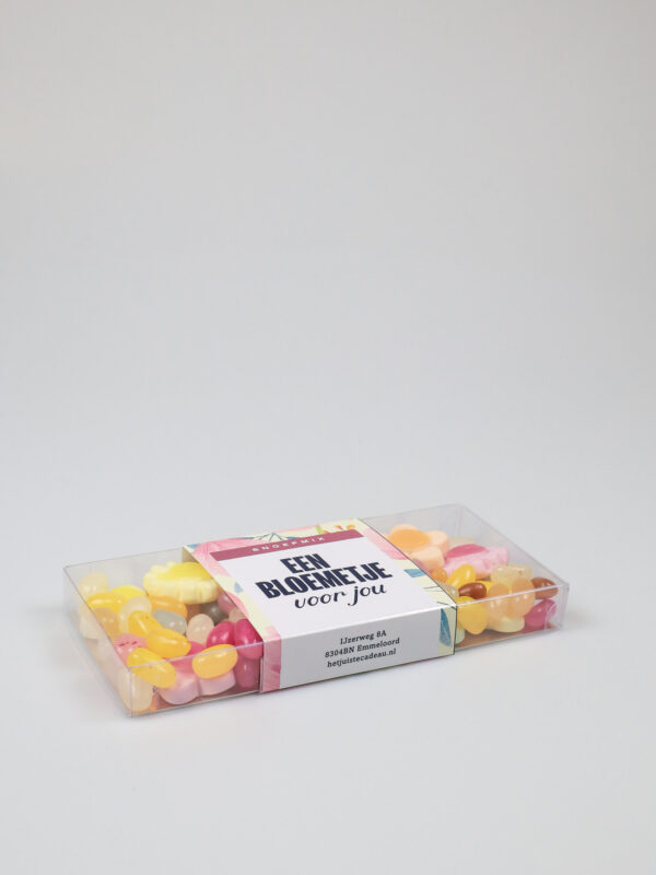 Snoep blister met bloemetjes - Een bloemetje voor jou Snoep blister met bloemetjes - Een bloemetje voor jou