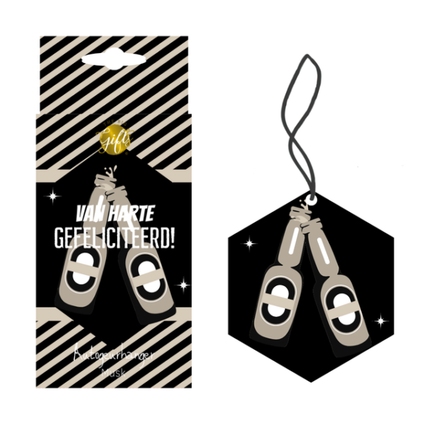 Autogeurhanger bierglas - Van harte gefeliciteerd