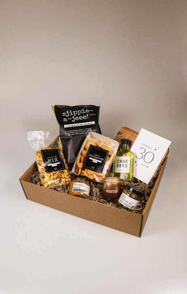 Cadeaupakket verjaardag – Hoera, 30 jaar! (of 40, 50, 60)
