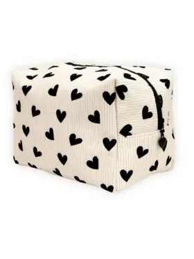 Toilettas – Hartjes | Ribstof | Large | Stijlvol & Ruim
