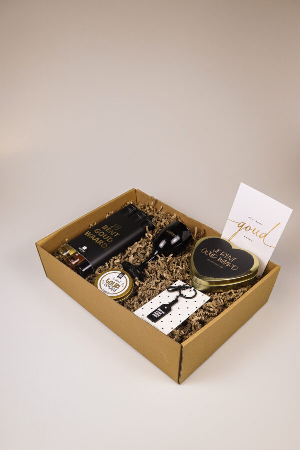 Cadeaupakket Jij bent goud waard met wijn – Vol sfeer en waardering