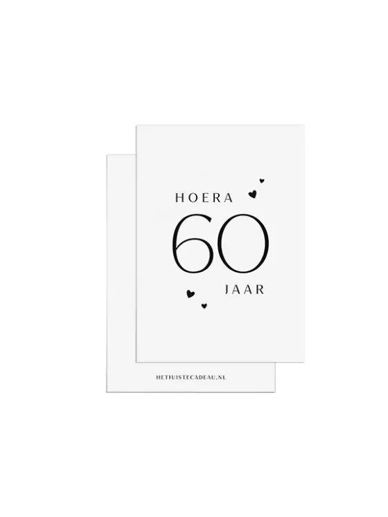 Minikaartje felicitatie - Hoera 60 jaar - Hartjes