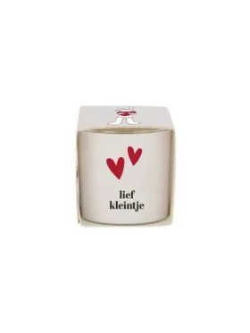 Zusss geurkaarsje in wikkel lief kleintje wit/rood