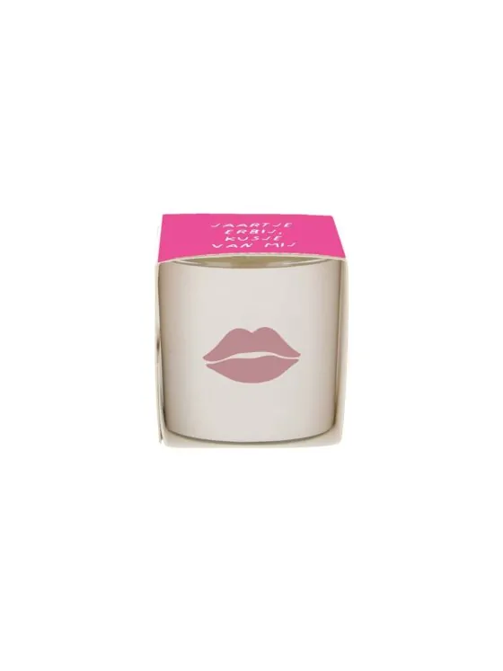 Zusss geurkaarsje in wikkel kusje wit/roze