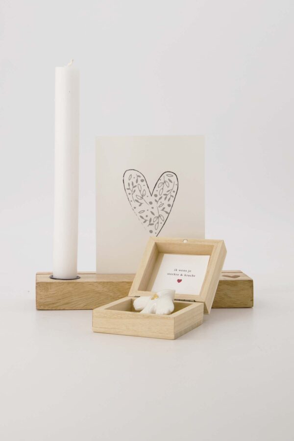 Zusss doosje hout met vogeltje wit/goud