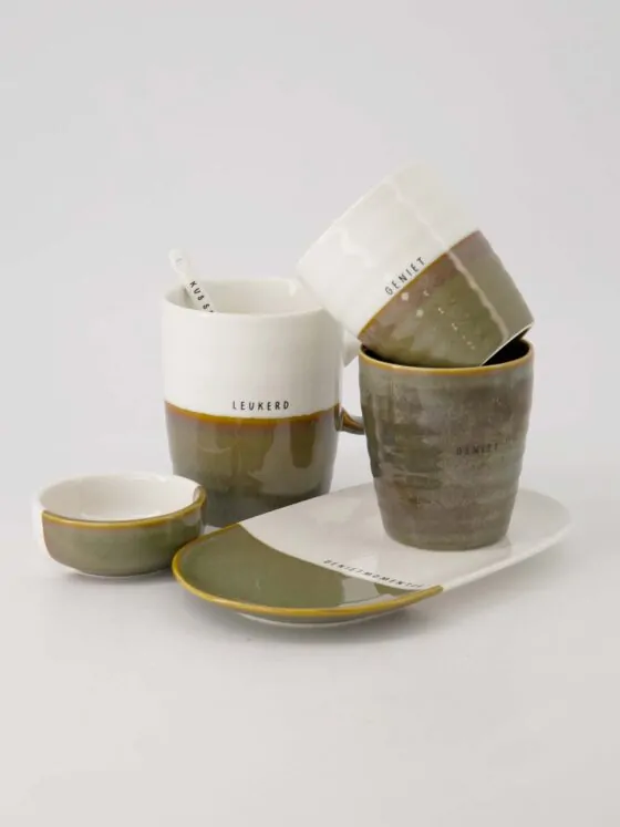 Zusss serveerschaal genietmomentje wit/donkergroen