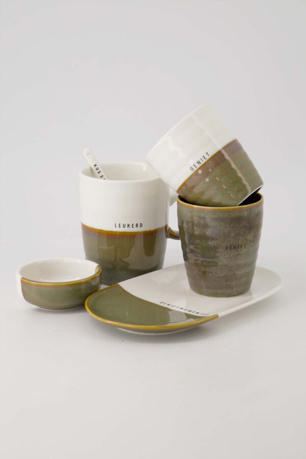 Zusss serveerschaal genietmomentje wit/donkergroen