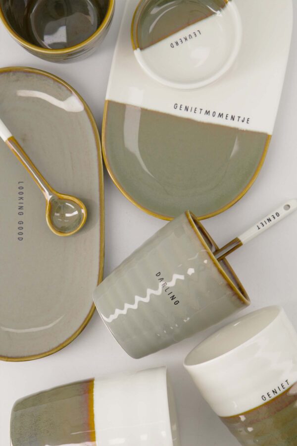 Zusss serveerschaal genietmomentje wit/donkergroen