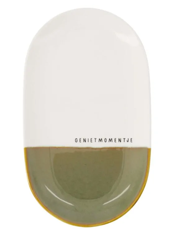 Zusss serveerschaal genietmomentje wit/donkergroen
