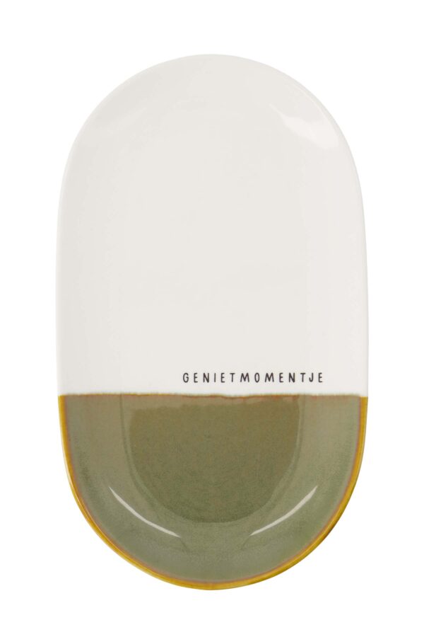 Zusss serveerschaal genietmomentje wit/donkergroen