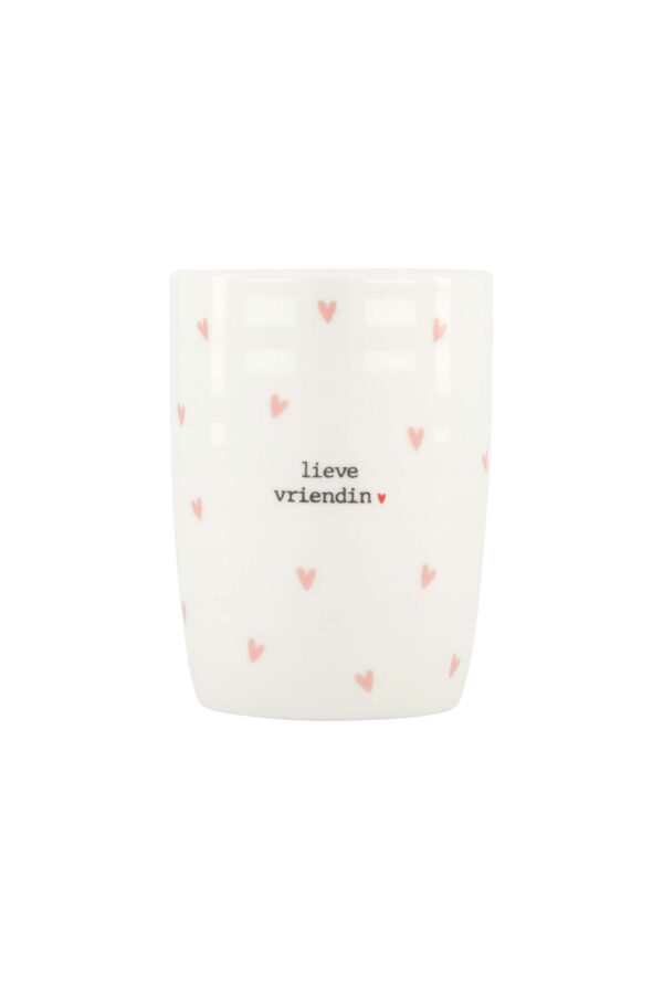 koffiemok hartjes lieve vriendin wit / roze
