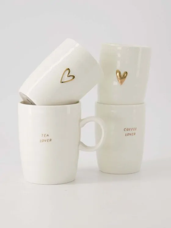 Zusss koffiemok open hartje wit/goud