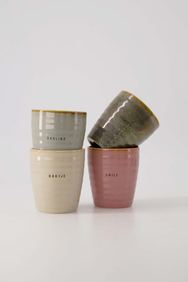 Koffiemok darling grijsblauw, koffiemok geniet donkergroen Koffiemok darling grijsblauw, koffiemok geniet donkergroen