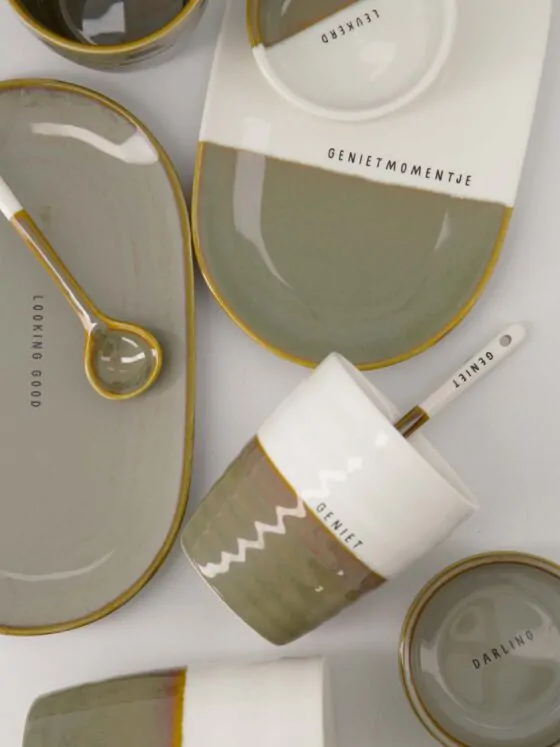 Zusss koffiemok geniet wit/donkergroen