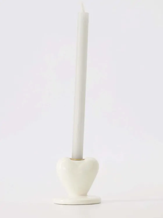 Zusss kandelaartje keramiek hartje - Offwhite