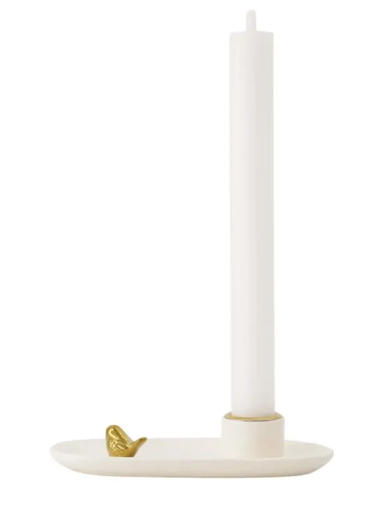 kandelaar keramiek vogeltje wit/goud zusss
