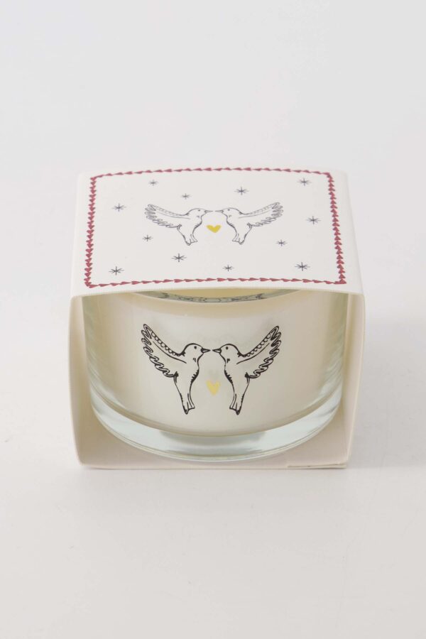 Zusss geurkaars in wikkel vogels wit/rood/grijsblauw