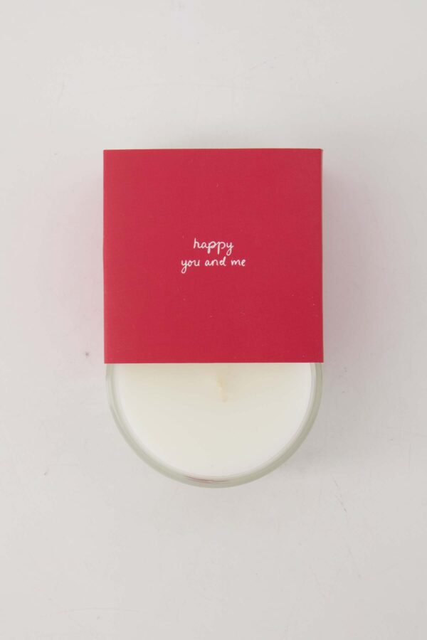 geurkaars in wikkel happy you and me wit/rood