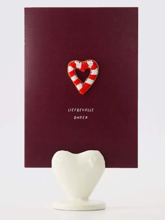 Zusss kaartenstandaard keramiek hartje - Offwhite