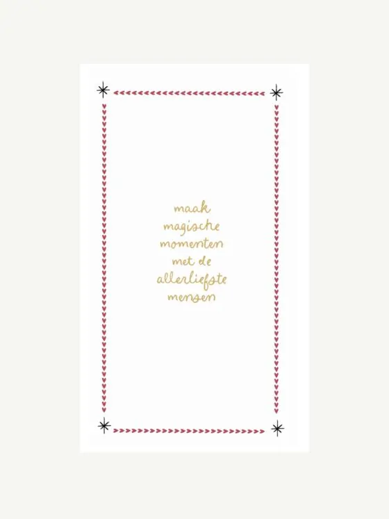 Zusss servetten rechthoek magische momenten wit/donkerrood