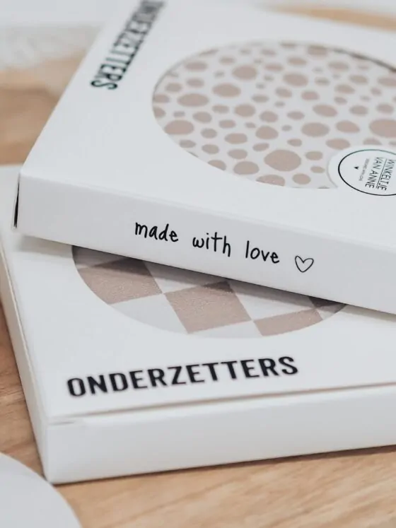 Onderzetters set beige – Hart, Blad & Japandi (6 stuks)