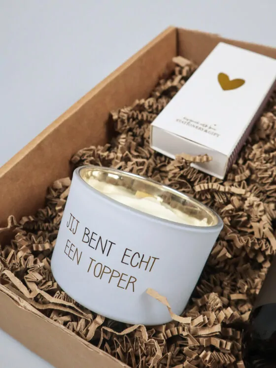 Cadeaupakket Jij bent echt een Topper – Handzeep, Sojakaars & Lucifers