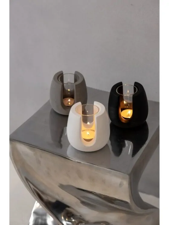 Theelichthouder Tijn Zwart en grijs