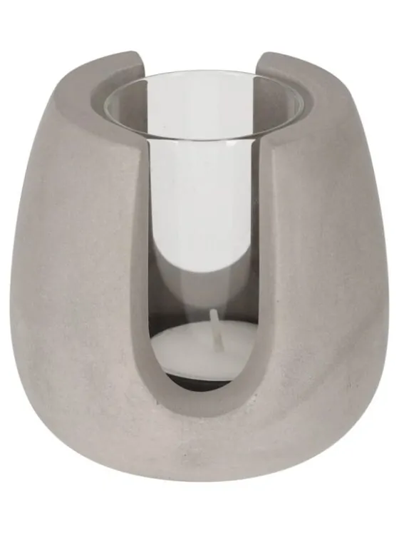 Theelichthouder Tijn Grijs – Cement met glas