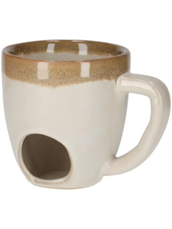 Fondue mok beige – Inclusief vorkjes