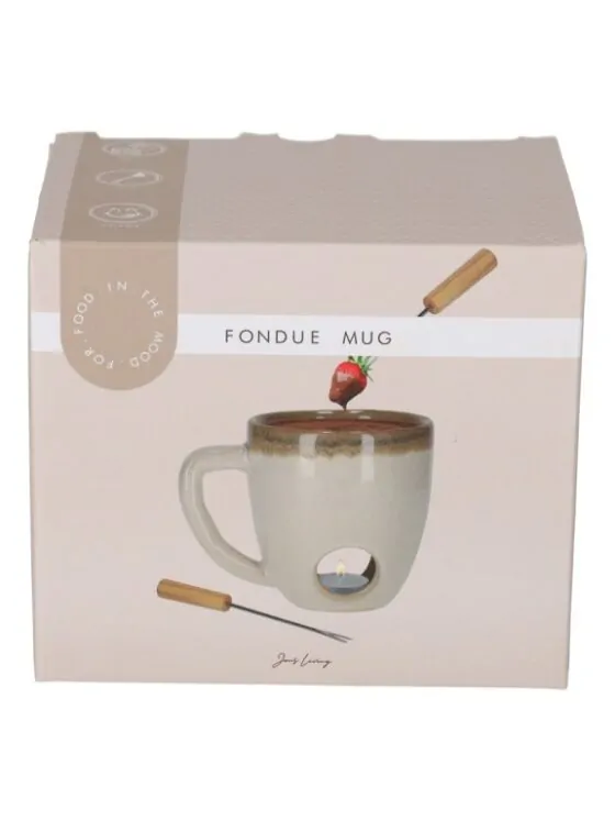 Fondue mok beige – Inclusief vorkjes