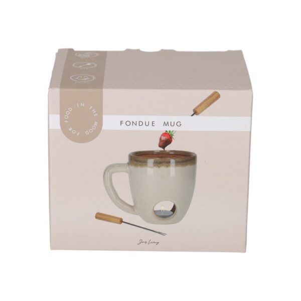 Fondue mok beige – Inclusief vorkjes