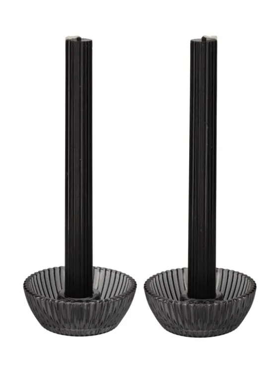 Giftset Kandelaar + Kaars Zwart /2