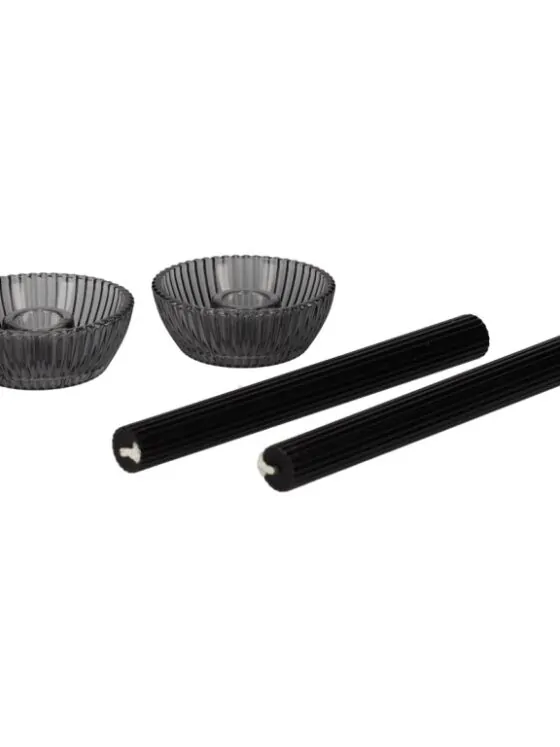 Giftset Kandelaar + Kaars Zwart /2