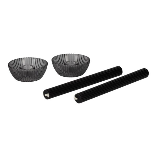 Giftset Kandelaar + Kaars Zwart /2