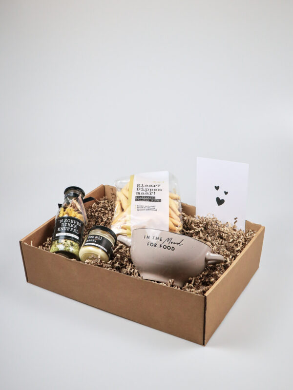 Cadeaupakket comfort food – soep, aioli, dipstokjes & kom