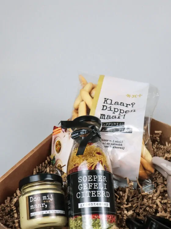 Cadeaupakket gefeliciteerd – soep, aioli & 2 soepkommen cadeau