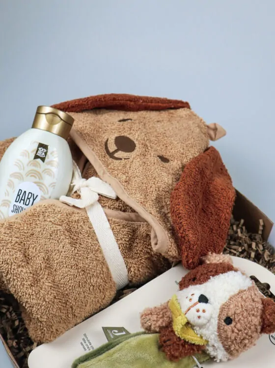 Baby cadeaupakket hondje Mick – badderen & spelen in stijl