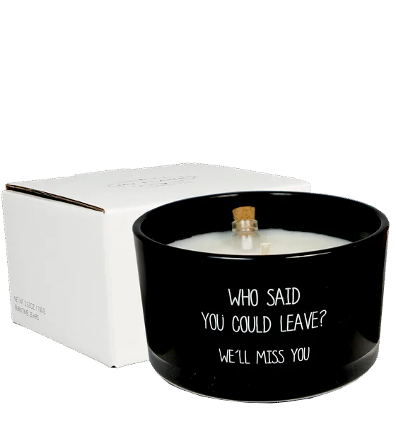 Flessenpost Kaars – We'll miss you - Warm cashmere