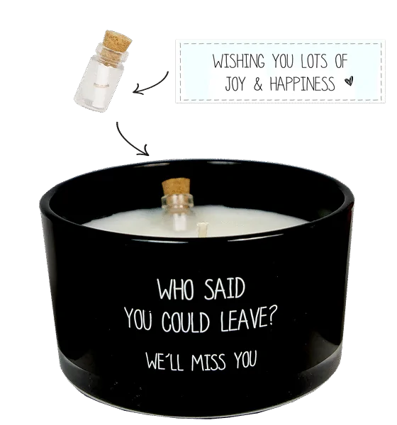 Flessenpost Kaars – We'll miss you - Warm cashmere