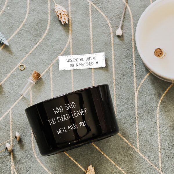 Flessenpost Kaars – We'll miss you - Warm cashmere