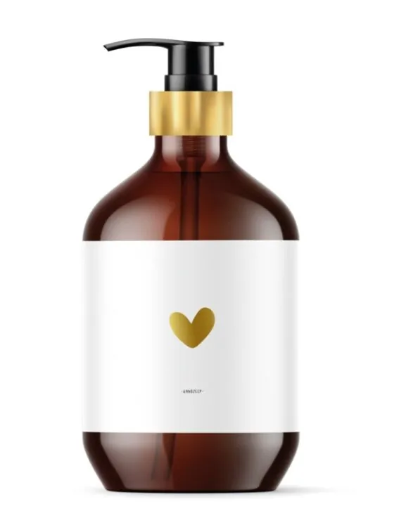 Handzeep hartje wit – Luxe pompje met goudfolie detail