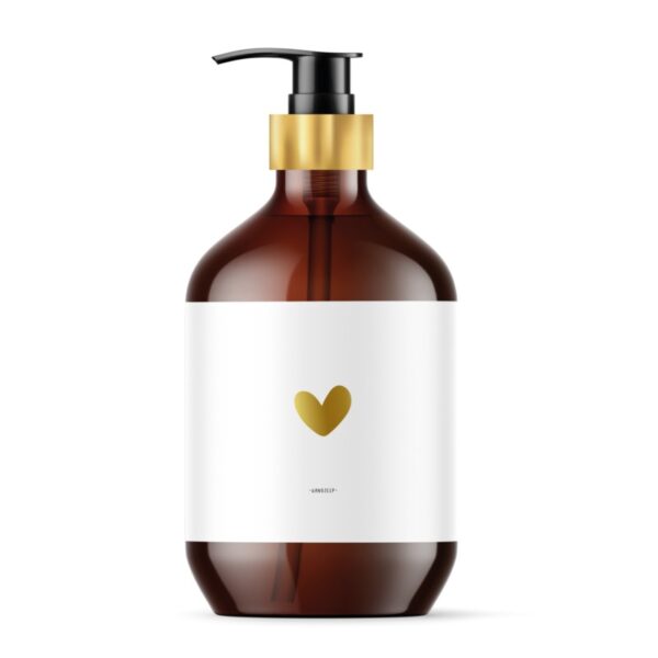 Handzeep hartje wit – Luxe pompje met goudfolie detail