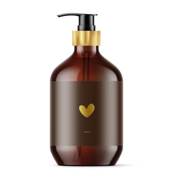 Handzeep hartje – Retro brown met goudfolie pompje Handzeep hartje – Retro brown met goudfolie pompje