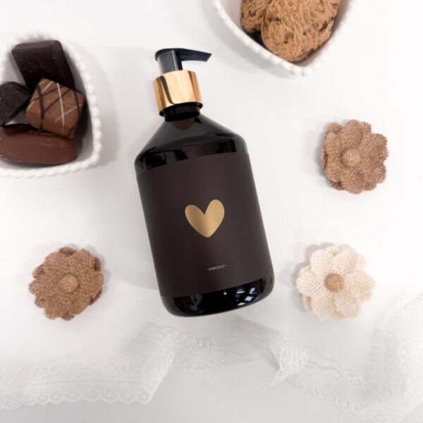 Handzeep hartje – Retro brown met goudfolie pompje Handzeep hartje – Retro brown met goudfolie pompje