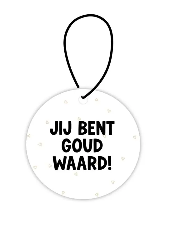 Hanger Goud waard – Met tekst & zwart lusje